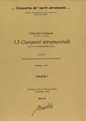 Book cover for 13 canzoni strumentali (Venezia, 1637)