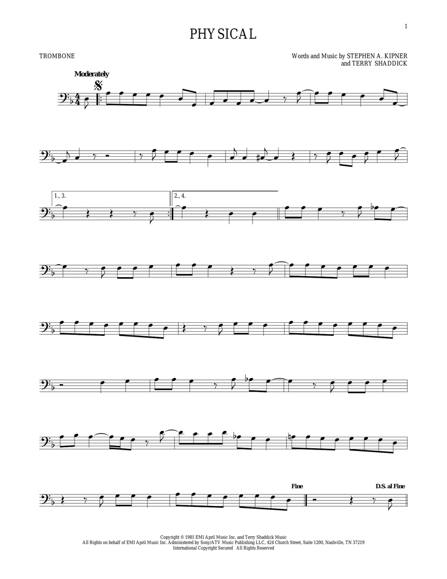 Physical Physical Trombone Solo scores gallery preview page 1