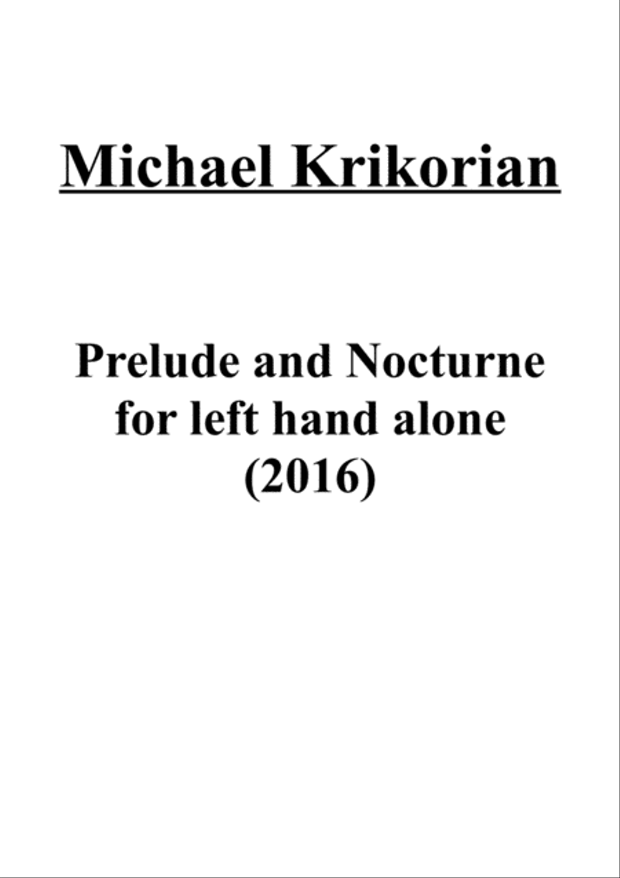 Prelude and Nocturne for LH alone Piano Solo scores gallery preview page 1