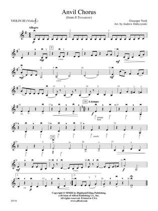 Anvil Chorus (from Il Trovatore): 3rd Violin (Viola [TC])