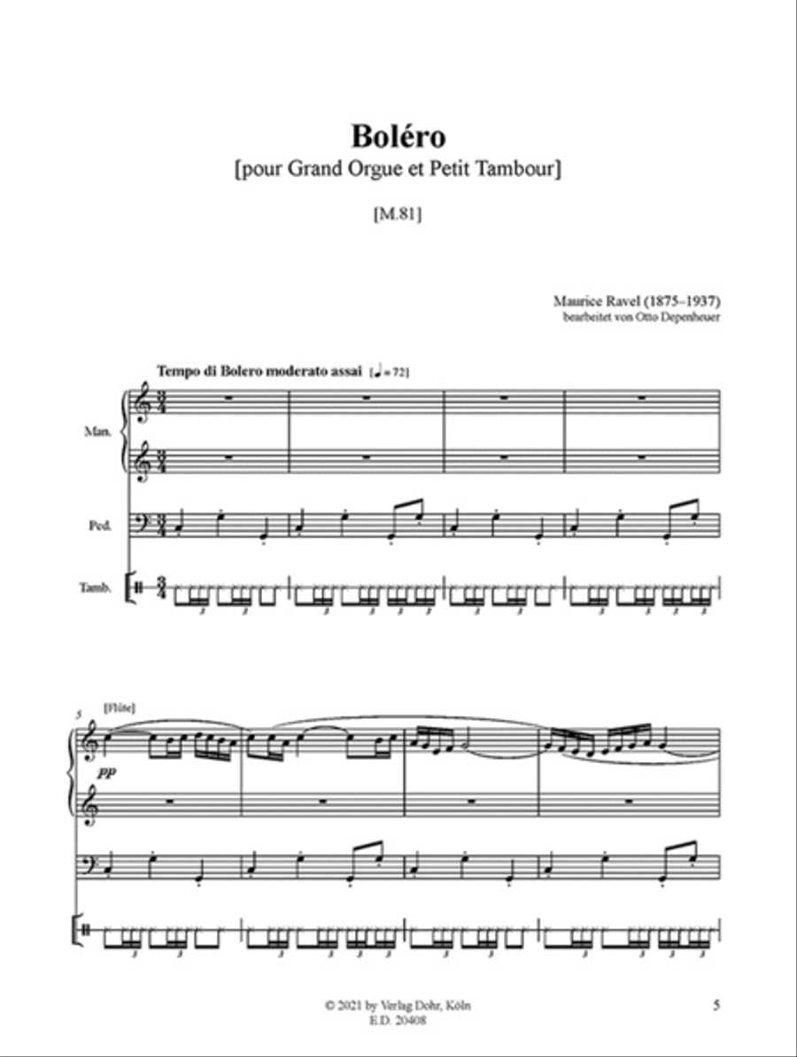 Boléro (für Orgel und kleine Trommel) Percussion scores gallery preview page 2