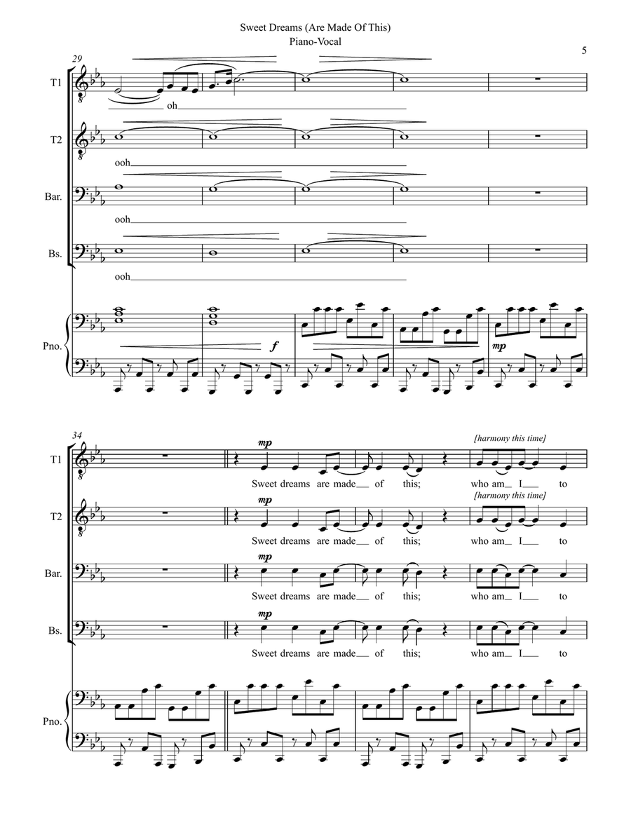 Sweet Dreams (Are Made Of This) TTBB scores gallery preview page 5