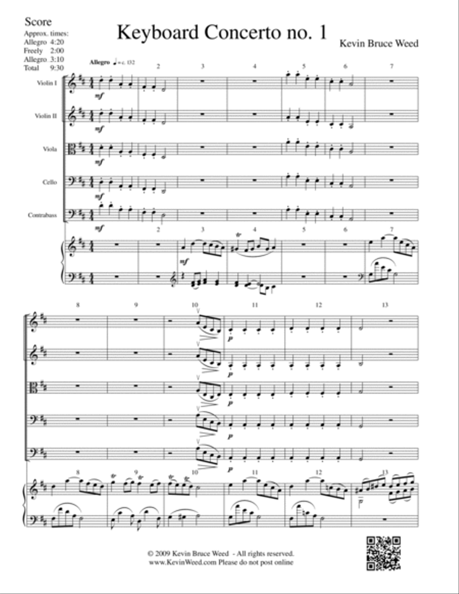 Keyboard Concerto 1 in D String Orchestra scores gallery preview page 2