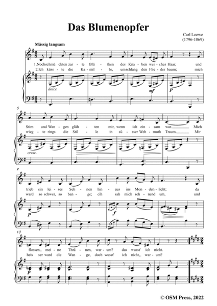 Loewe-Das Blumenopfer,in e minor,for Voice and Piano