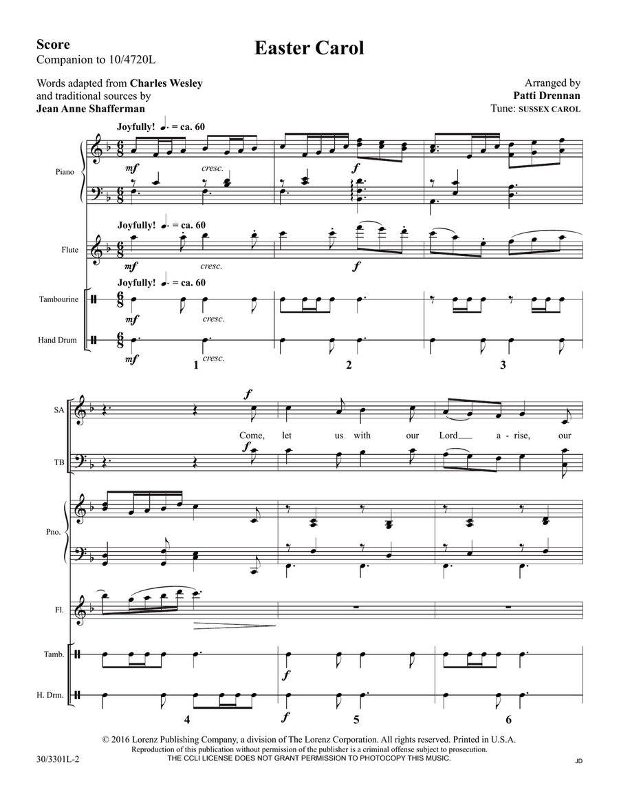 Easter Carol - Flute and Percussion Score and Parts Flute scores gallery preview page 2