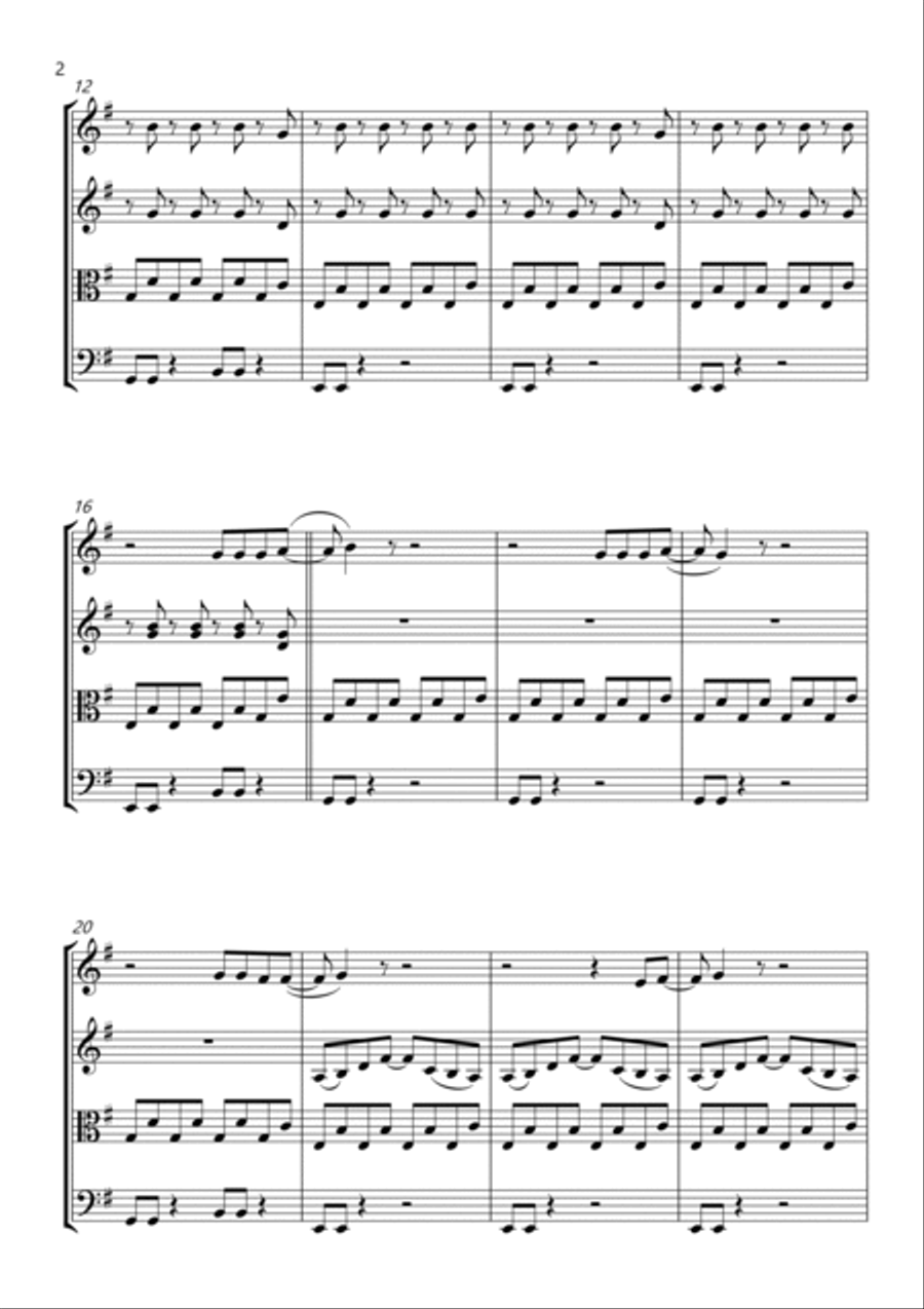 Sex On Fire String Quartet scores gallery preview page 2