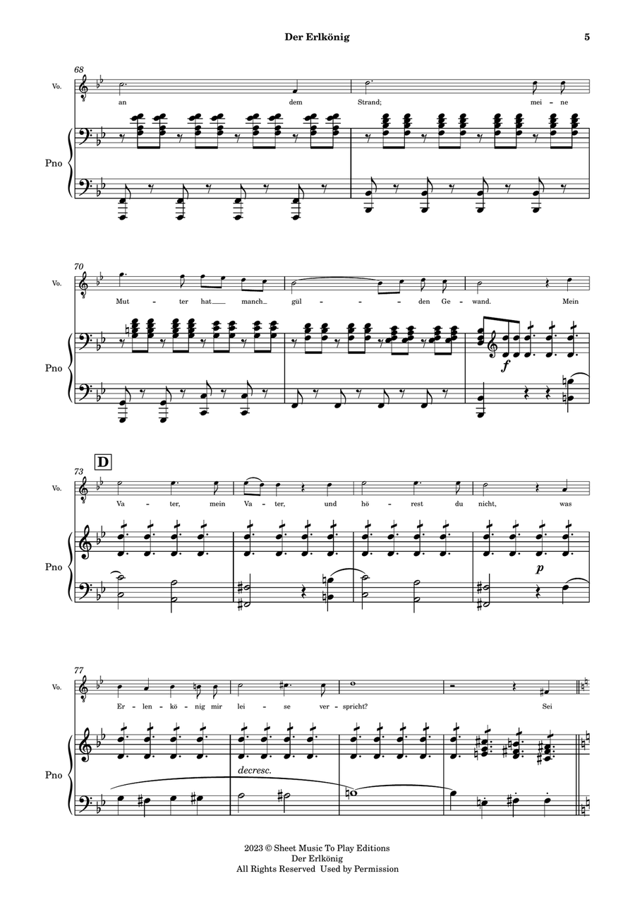 Der Erlkönig by Schubert - Voice and Piano - Original Key (Full Score and Parts) Piano, Vocal scores gallery preview page 6