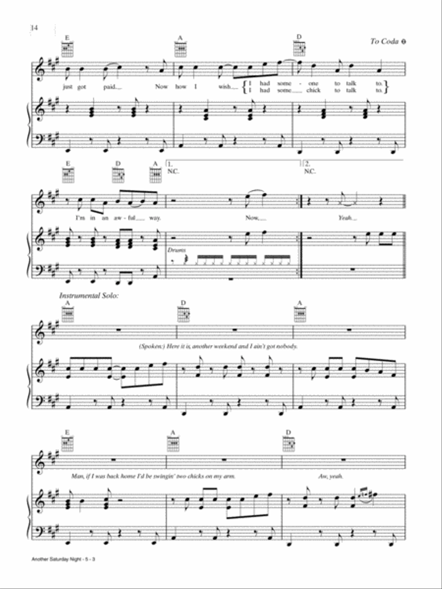 Another Saturday Night Piano, Vocal, Guitar scores gallery preview page 3