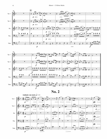 12 Kleine Stücke (12 Small Pieces) for Brass Quintet