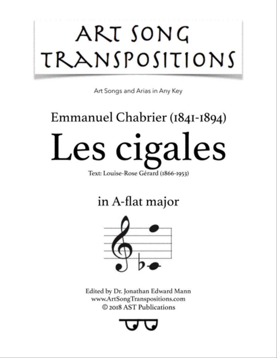 CHABRIER: Les cigales (transposed to A-flat major) Voice scores gallery preview page 1