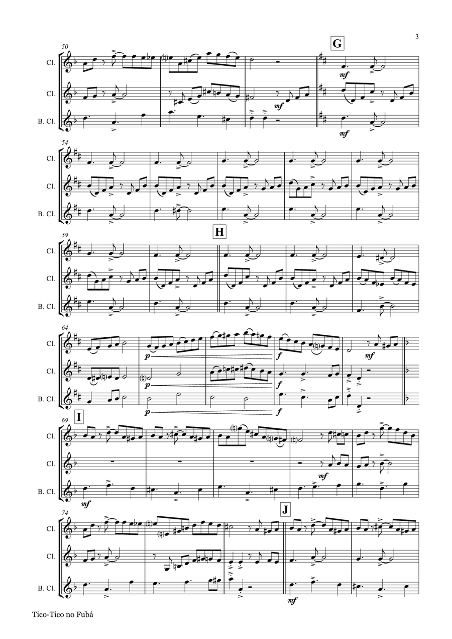 Tico-Tico no Fubá - Choro - Clarinet Trio Clarinet Trio scores gallery preview page 3
