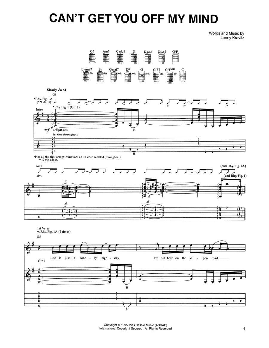 Can't Get You Off My Mind Acoustic Guitar scores gallery preview page 1
