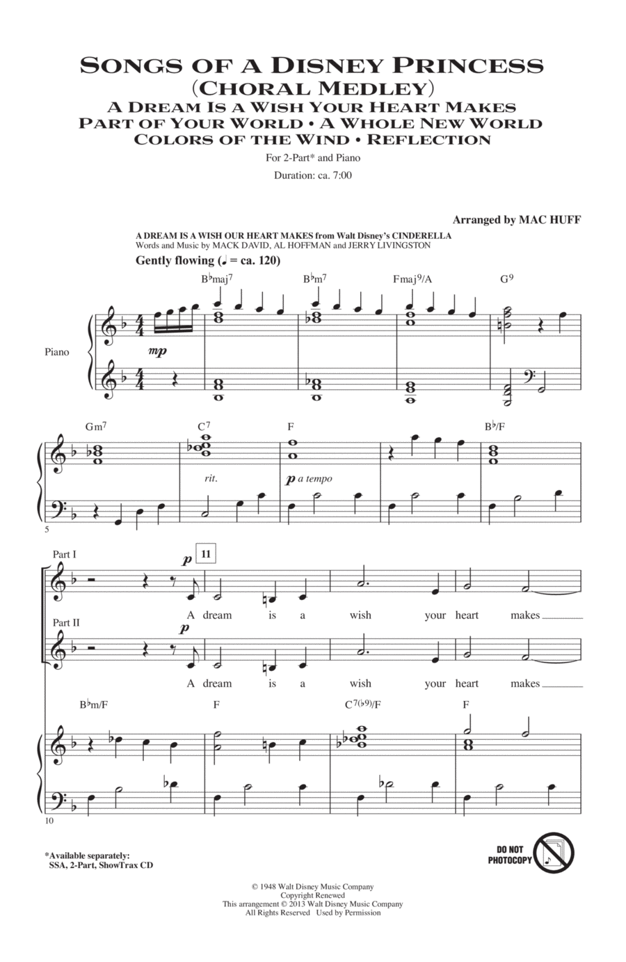 Songs of a Disney Princess (Choral Medley) 2-Part scores gallery preview page 1