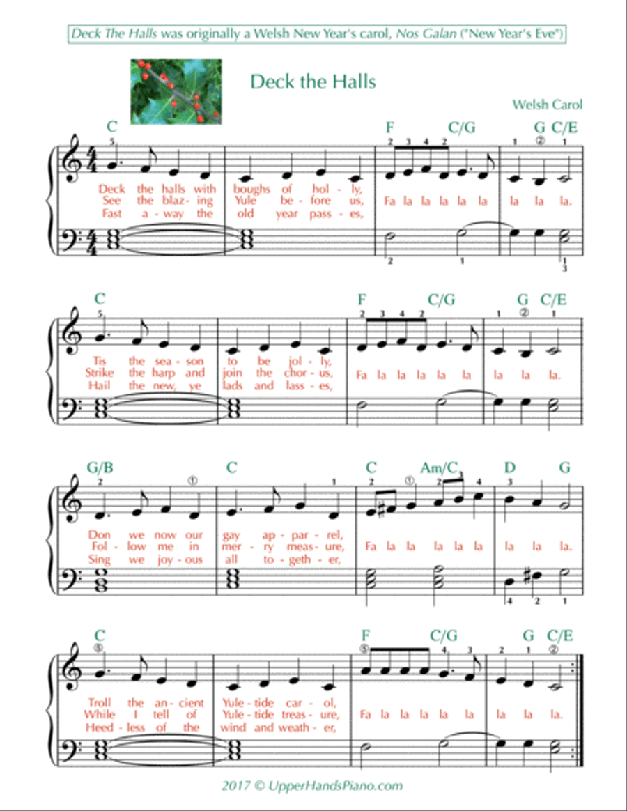 Deck The Halls (Easy) Voice scores gallery preview page 1