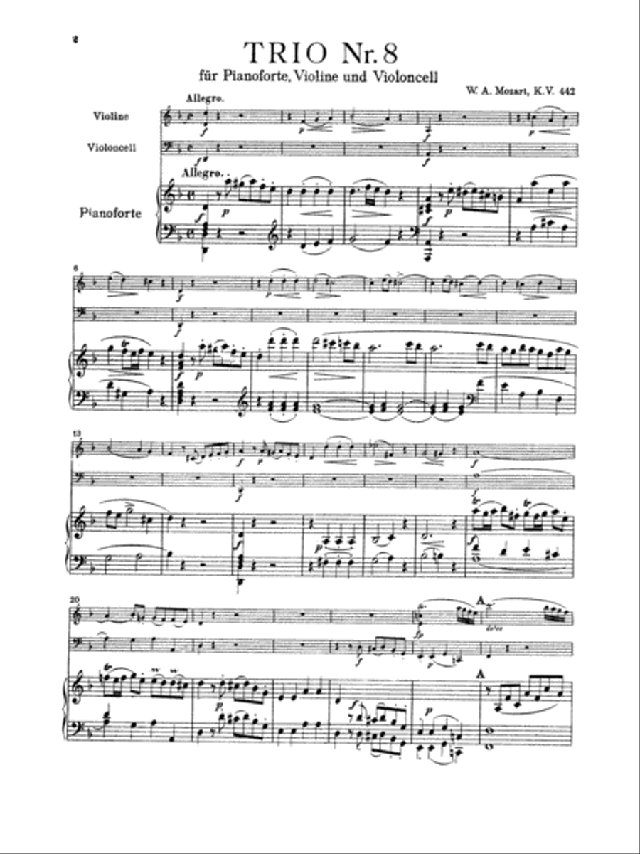 Trio No. 8 in D Minor, K. 442 Small Ensemble scores gallery preview page 3