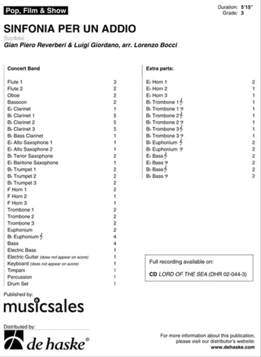 Sinfonia per un Addio Concert Band scores gallery preview page 1