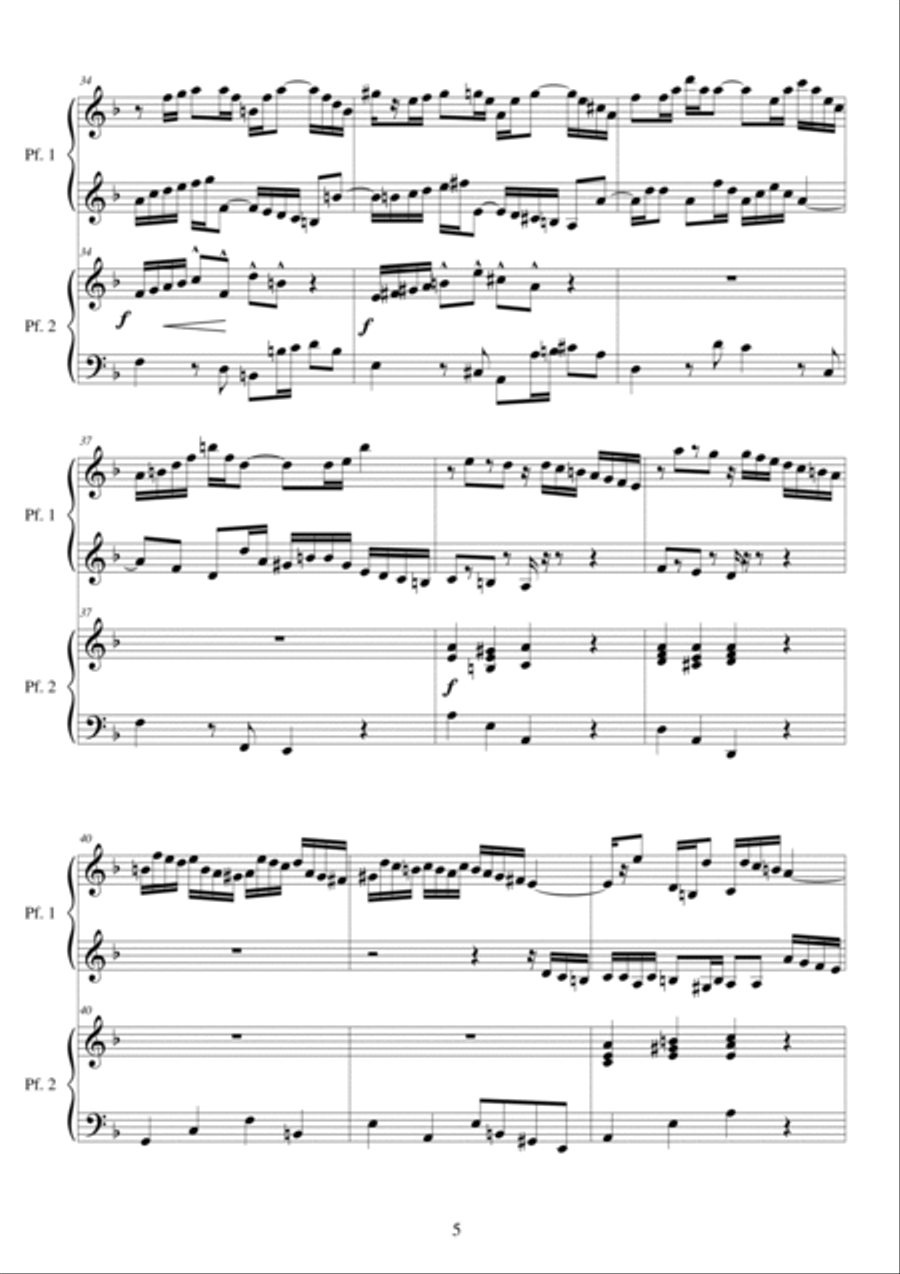Concerto in D minor BWV 1043 - Piano Duet - Full Piano scores gallery preview page 5
