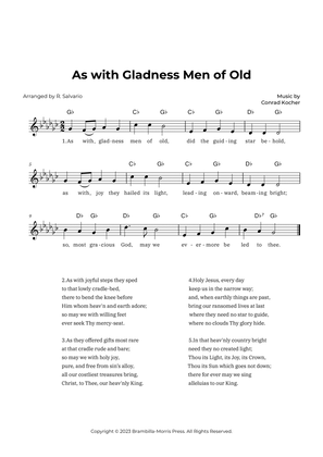 As with Gladness Men of Old (Key of G-Flat Major)