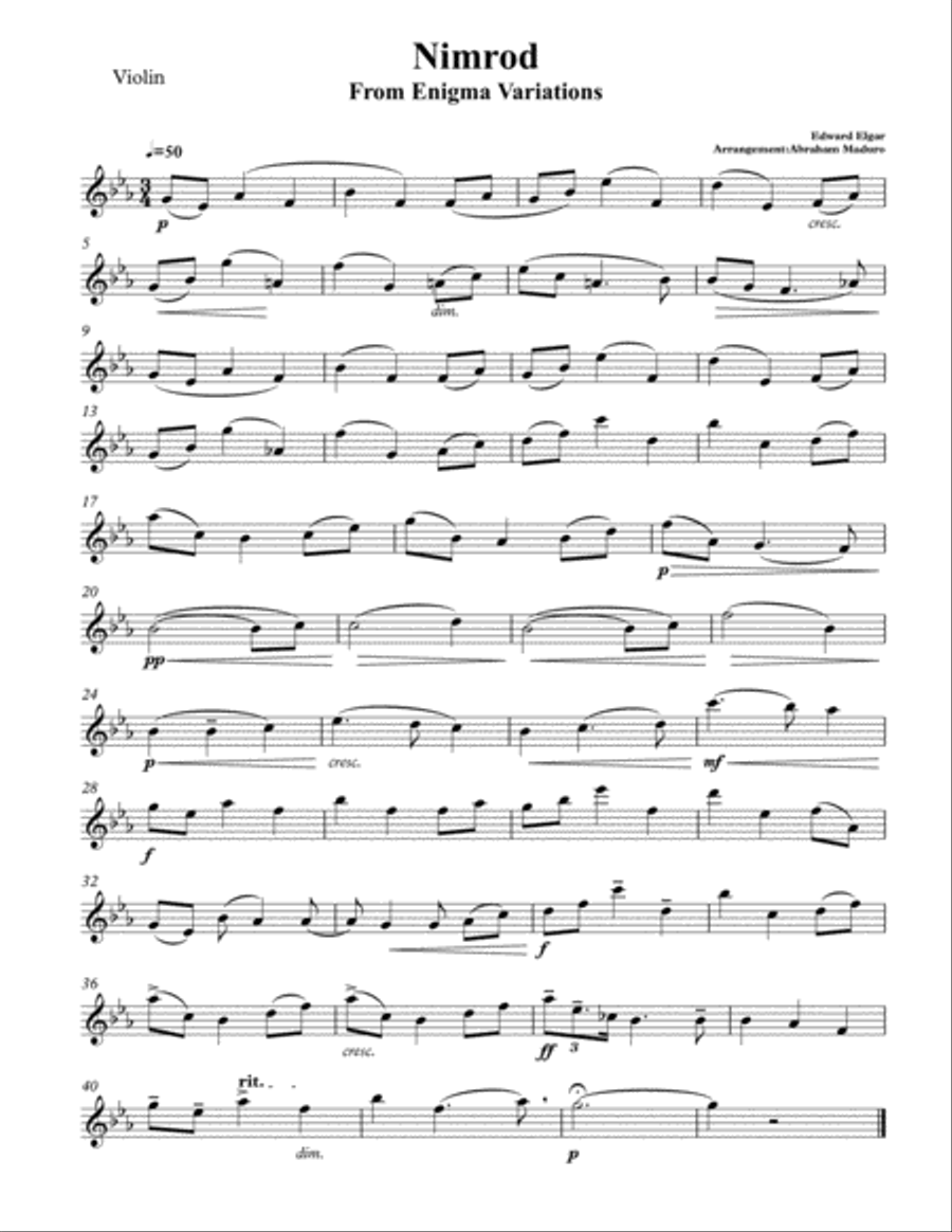 Nimrod From Enigma Variations Violin Viola Duet String Duet scores gallery preview page 4