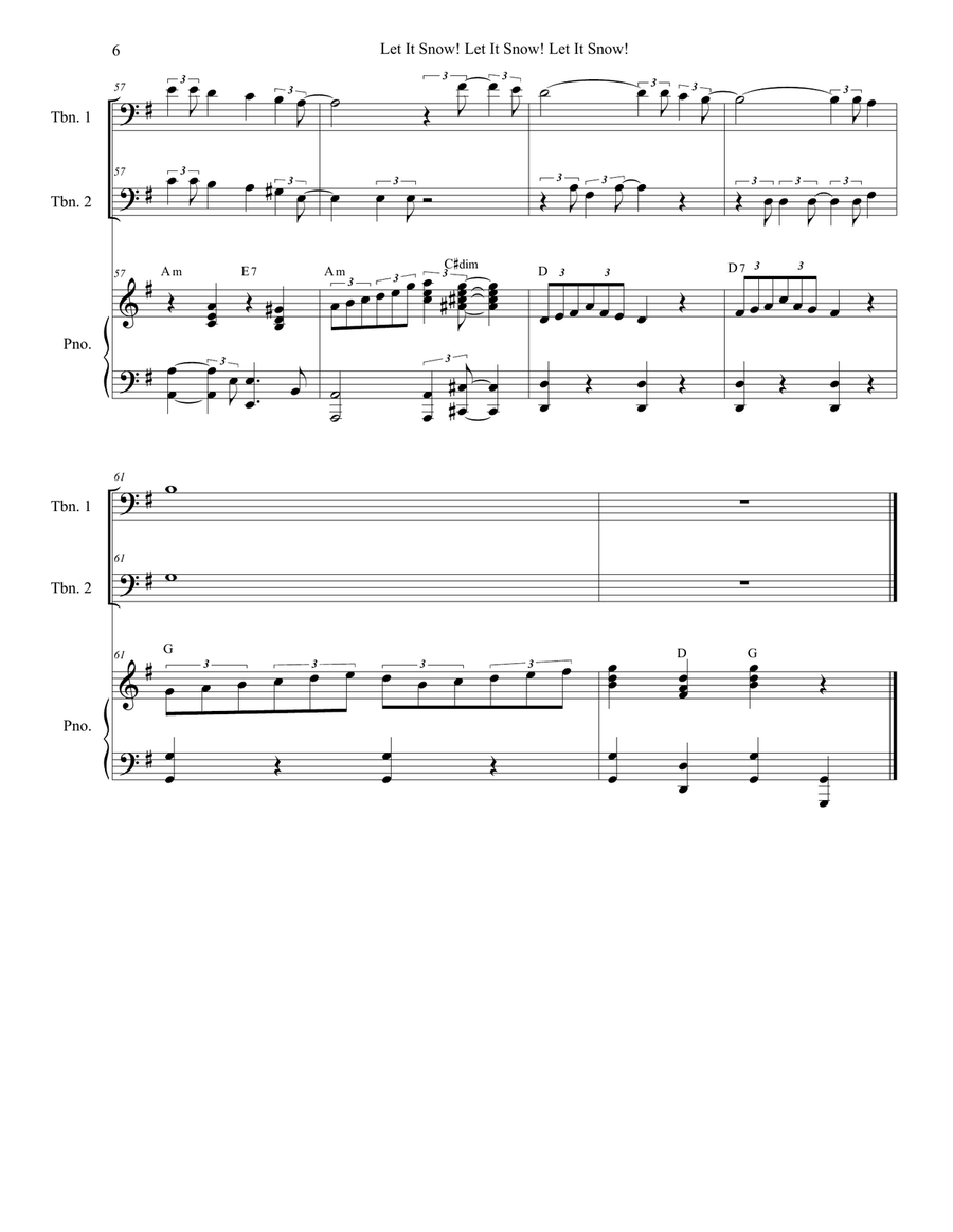 Let It Snow! Let It Snow! Let It Snow! Trombone Duet scores gallery preview page 6