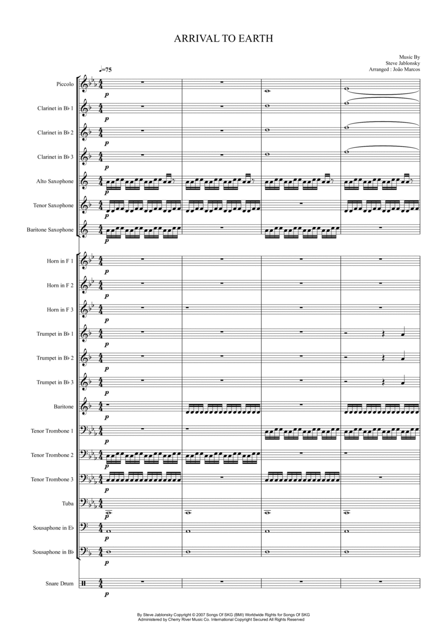 Arrival To Earth Arrival To Earth Marching Band scores gallery preview page 1