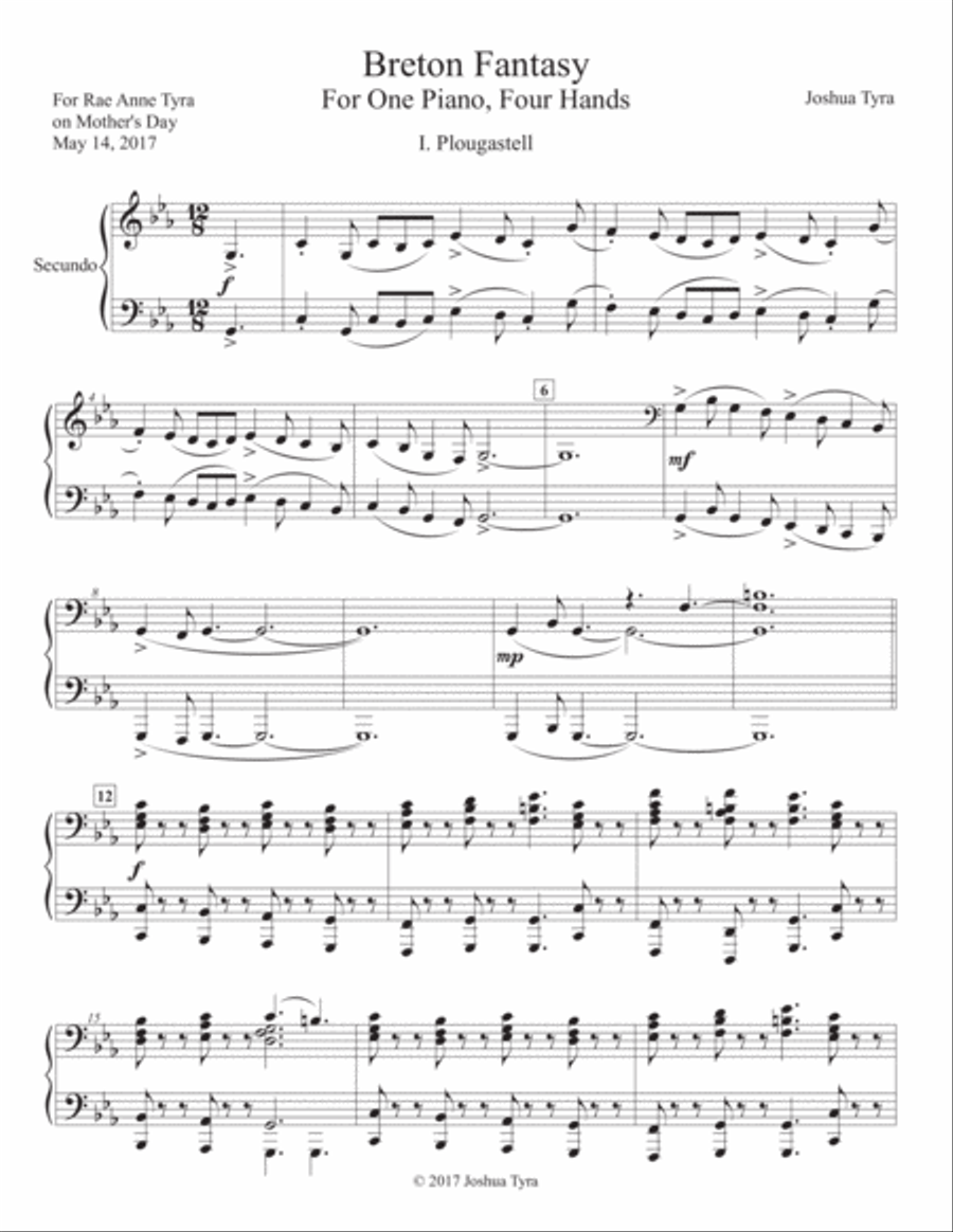Breton Fantasy – I. Plougastell (First Movement Only) – Piano Duet 1 Piano, 4-Hands scores gallery preview page 2