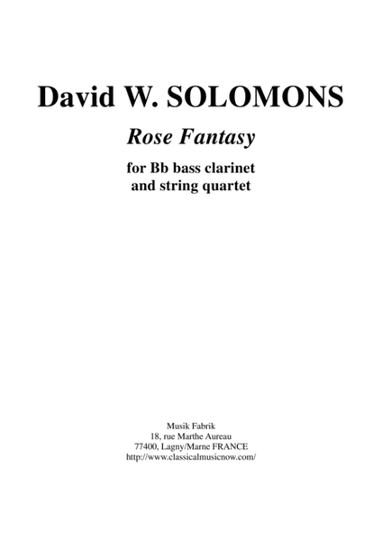 David Warin Solomons: Rose Fantasy for Bb bass clarinet and string quartet