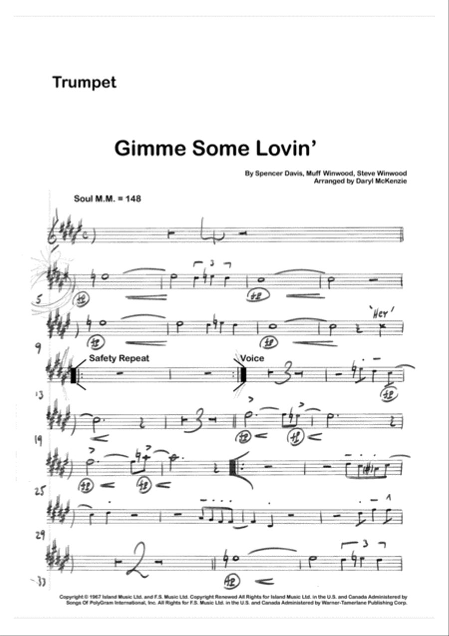 Gimme Some Lovin' Tenor Saxophone scores gallery preview page 5