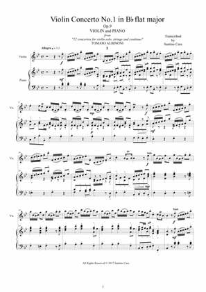 Albinoni - Concerto No.1 in B flat major Op.9 for Violin and Piano