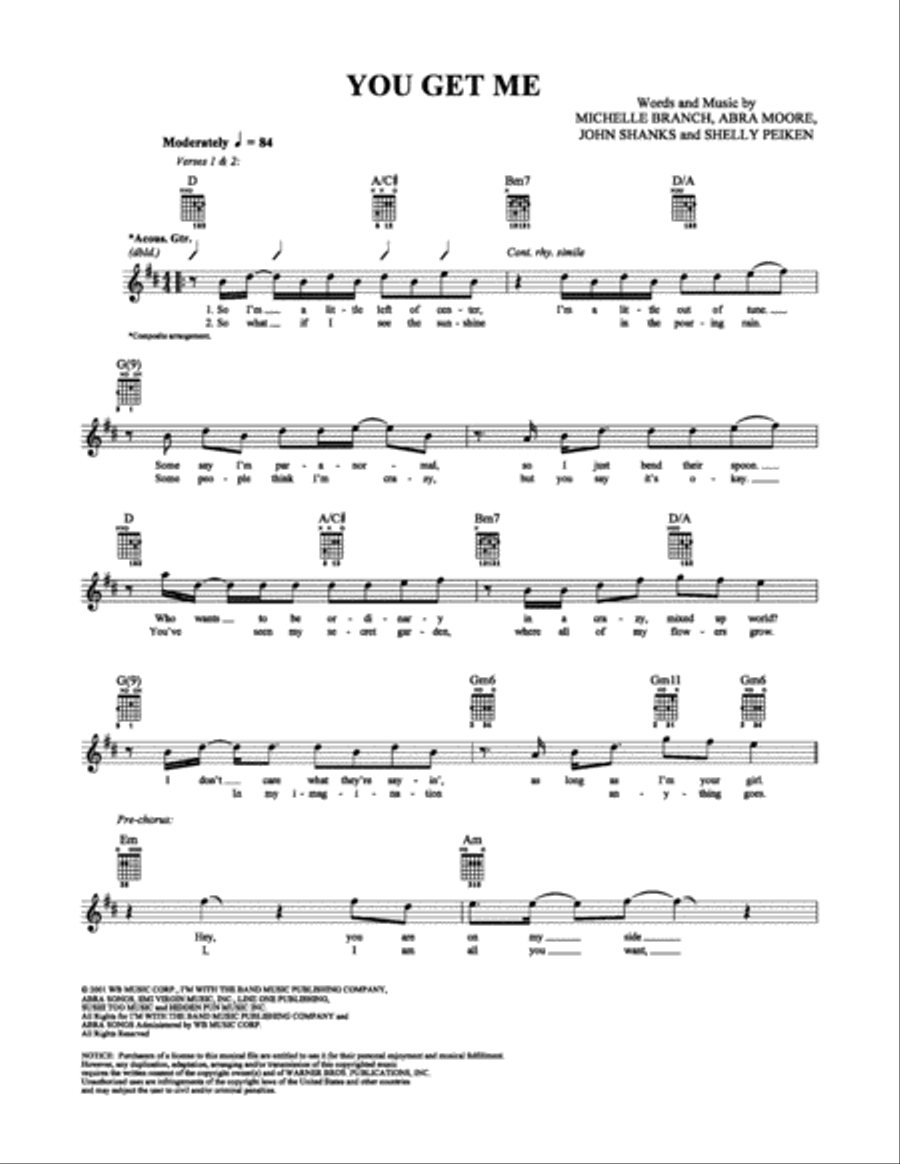 You Get Me Electric Guitar scores gallery preview page 1