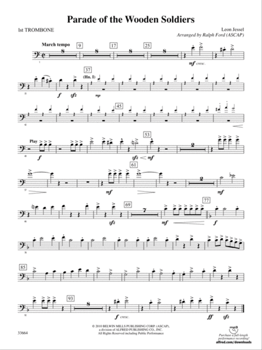 Parade of the Wooden Soldiers: 1st Trombone Full Orchestra scores gallery preview page 1
