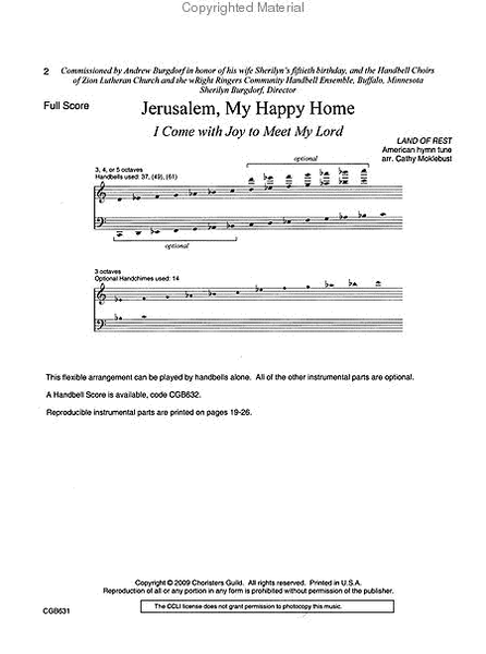 Jerusalem, My Happy Home - Full Score and Reproducible Parts image number null