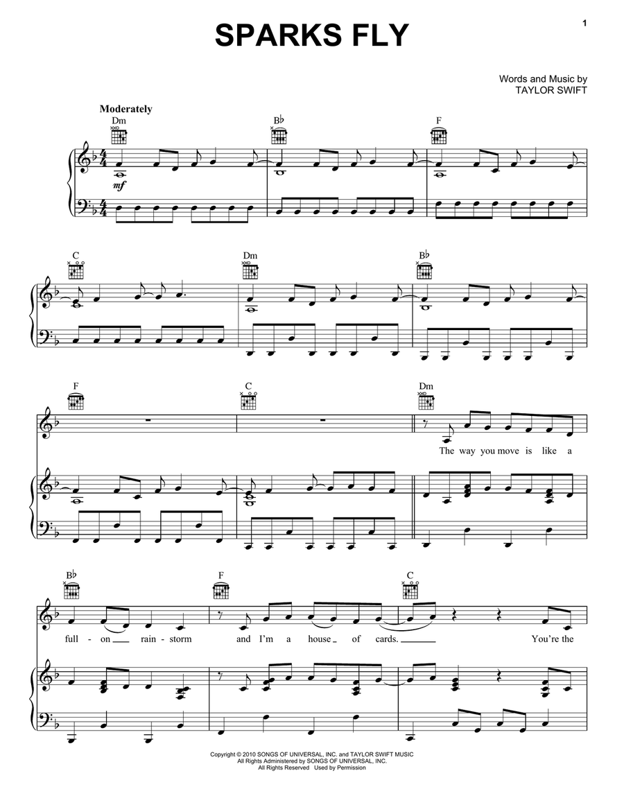 Sparks Fly Sparks Fly Acoustic Guitar scores gallery preview page 1