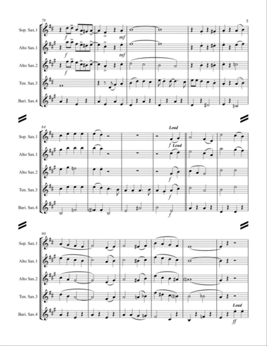 (There's No Place Like) Home For The Holidays Saxophone Quartet scores gallery preview page 6