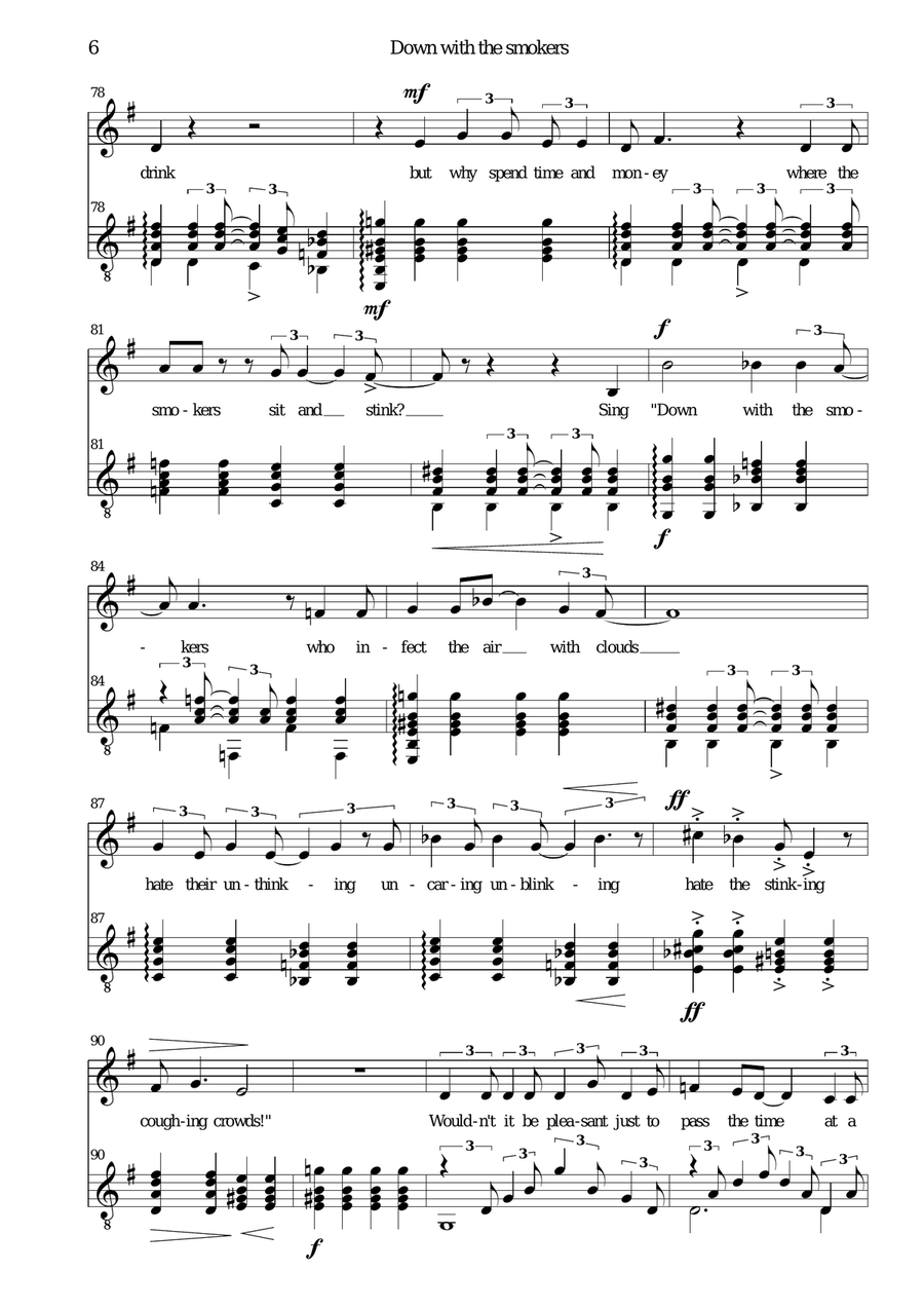 Down with the Smokers for voice and guitar Vocal Duet scores gallery preview page 6