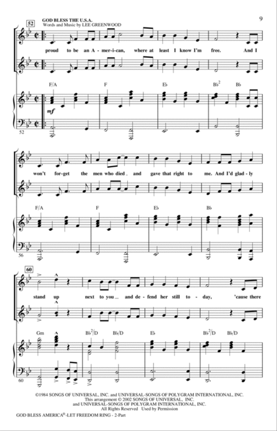 God Bless America (Let Freedom Ring) (Medley) 2-Part scores gallery preview page 8