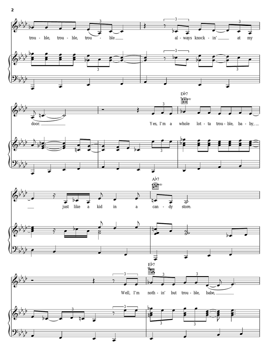 I Got Trouble Piano, Vocal, Guitar scores gallery preview page 2