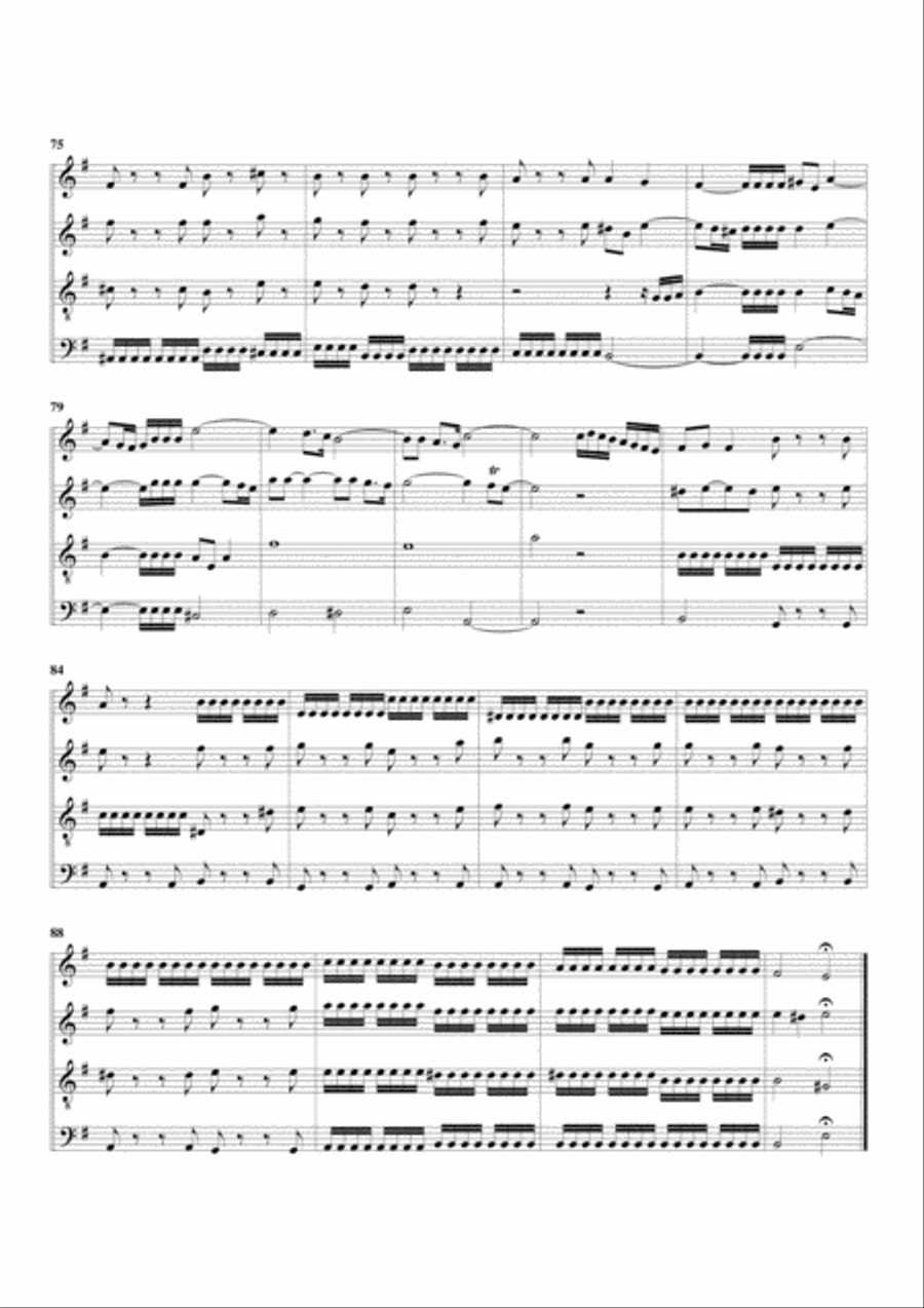 Fugue in e minor (arrangement for 4 recorders) Recorder scores gallery preview page 6