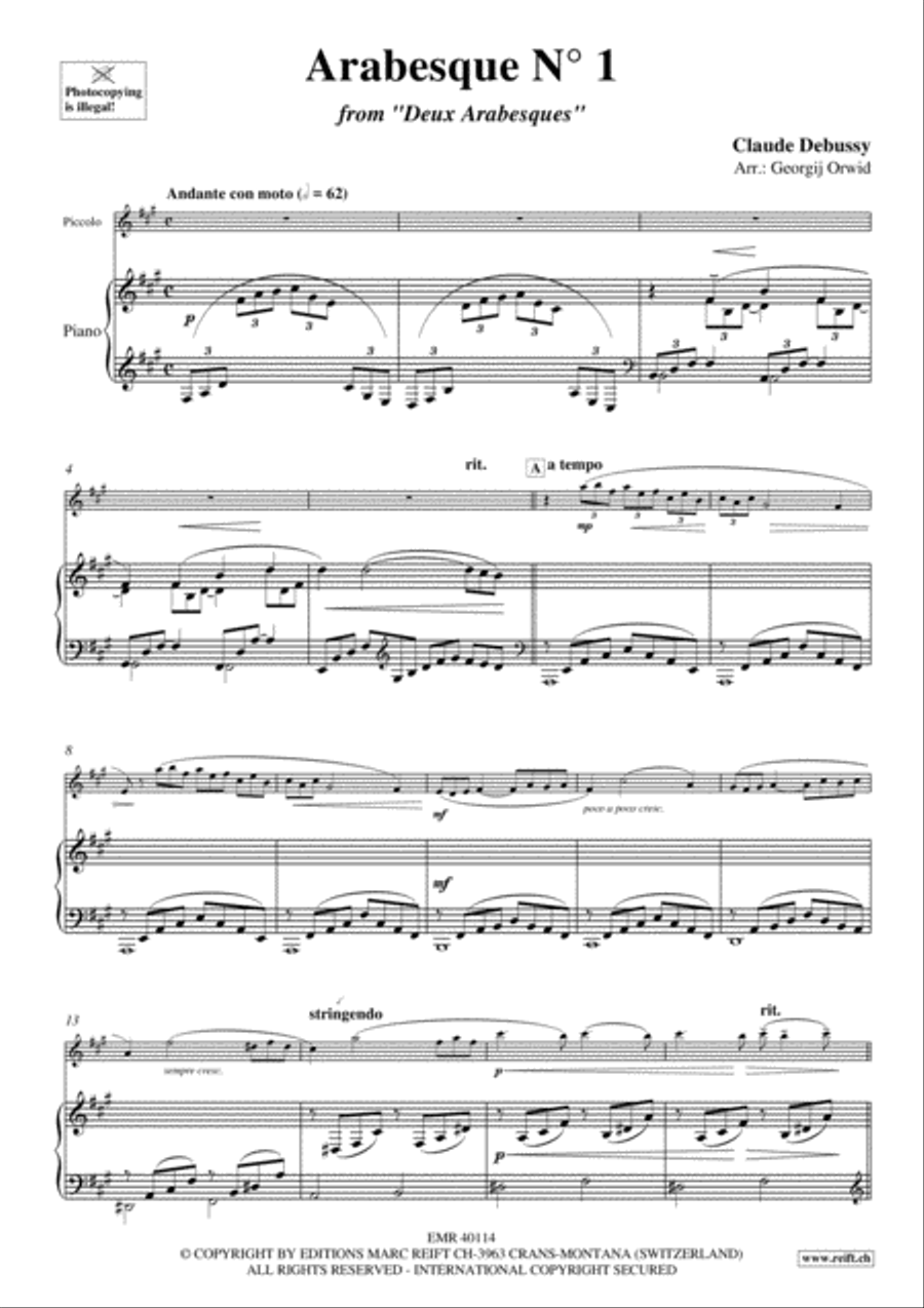 Arabesque No. 1 Piccolo scores gallery preview page 4