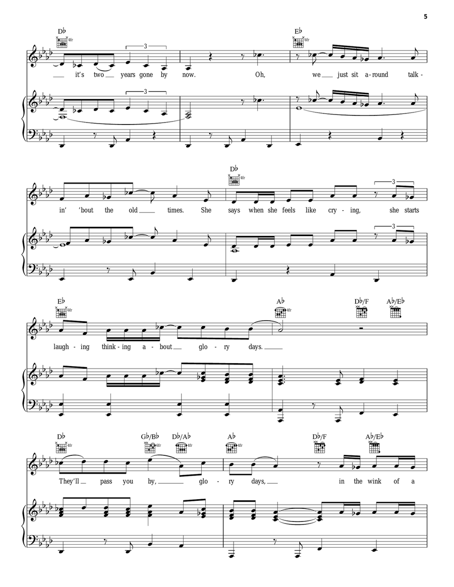 Glory Days Glory Days Piano, Vocal, Guitar scores gallery preview page 5