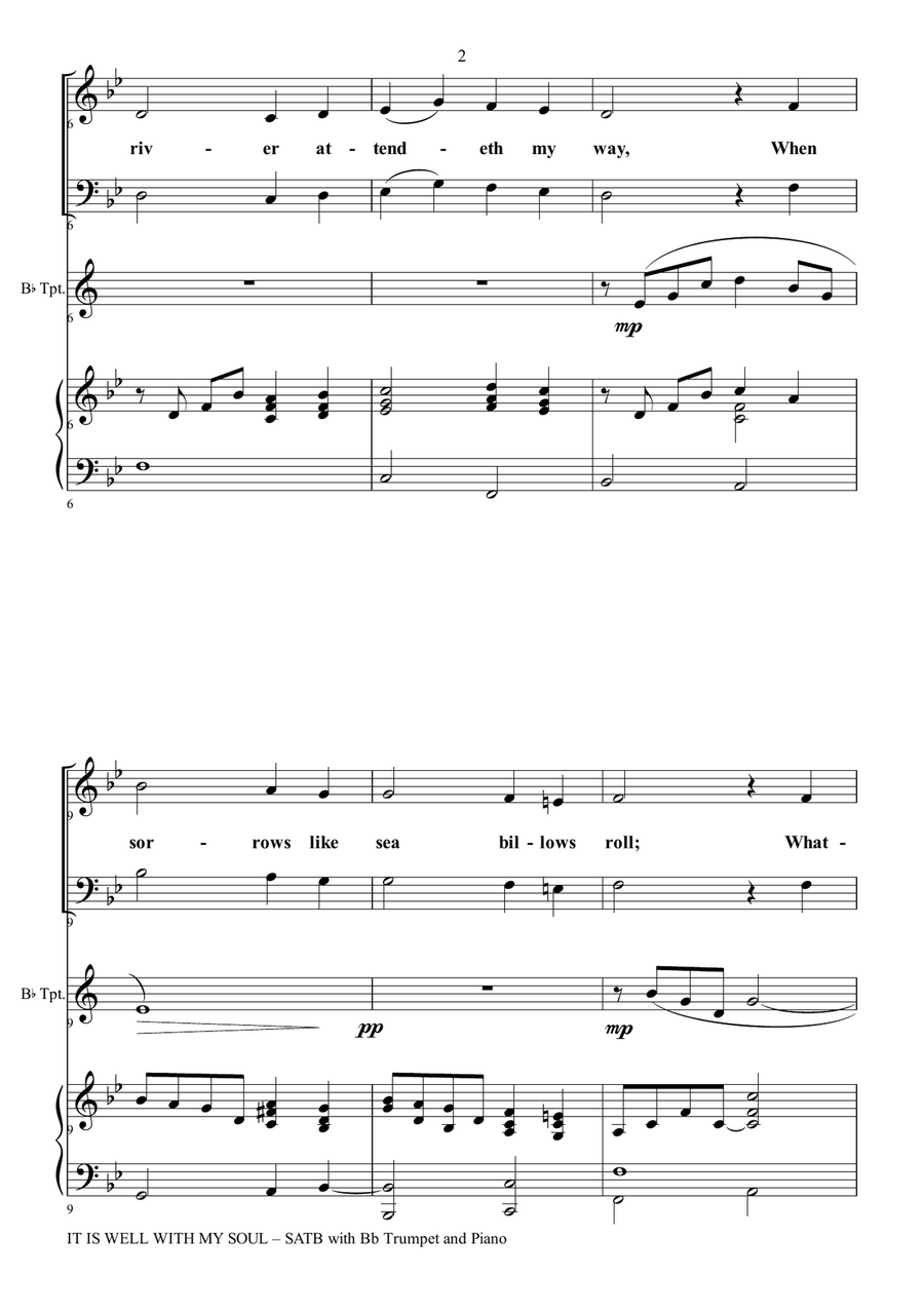 IT IS WELL WITH MY SOUL (Choir - SATB with Bb Trumpet & Piano) 4-Part scores gallery preview page 3