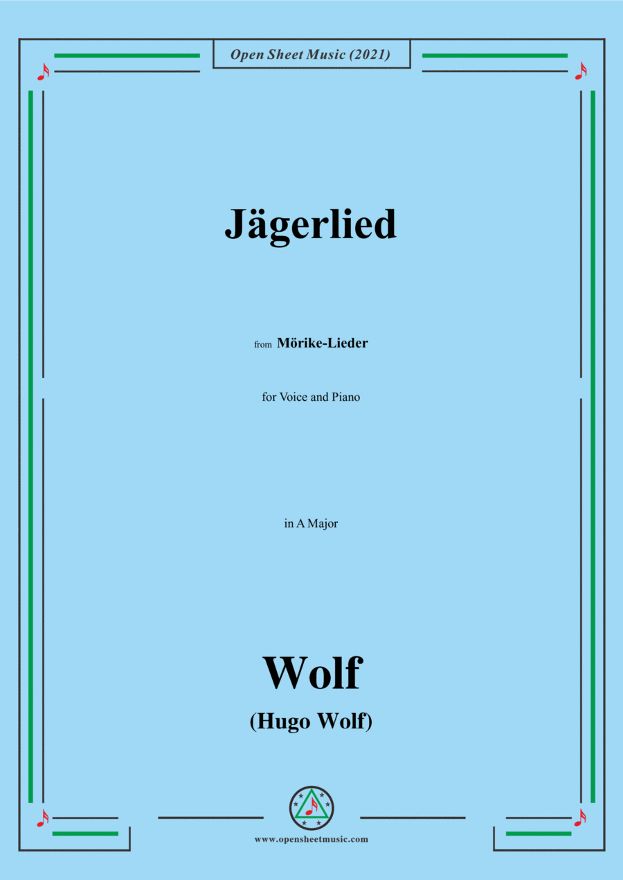Wolf-Jagerlied,in A Major,IHW 22 No.4,from Morike-Lieder,for Voice and Piano Voice Solo scores gallery preview page 1