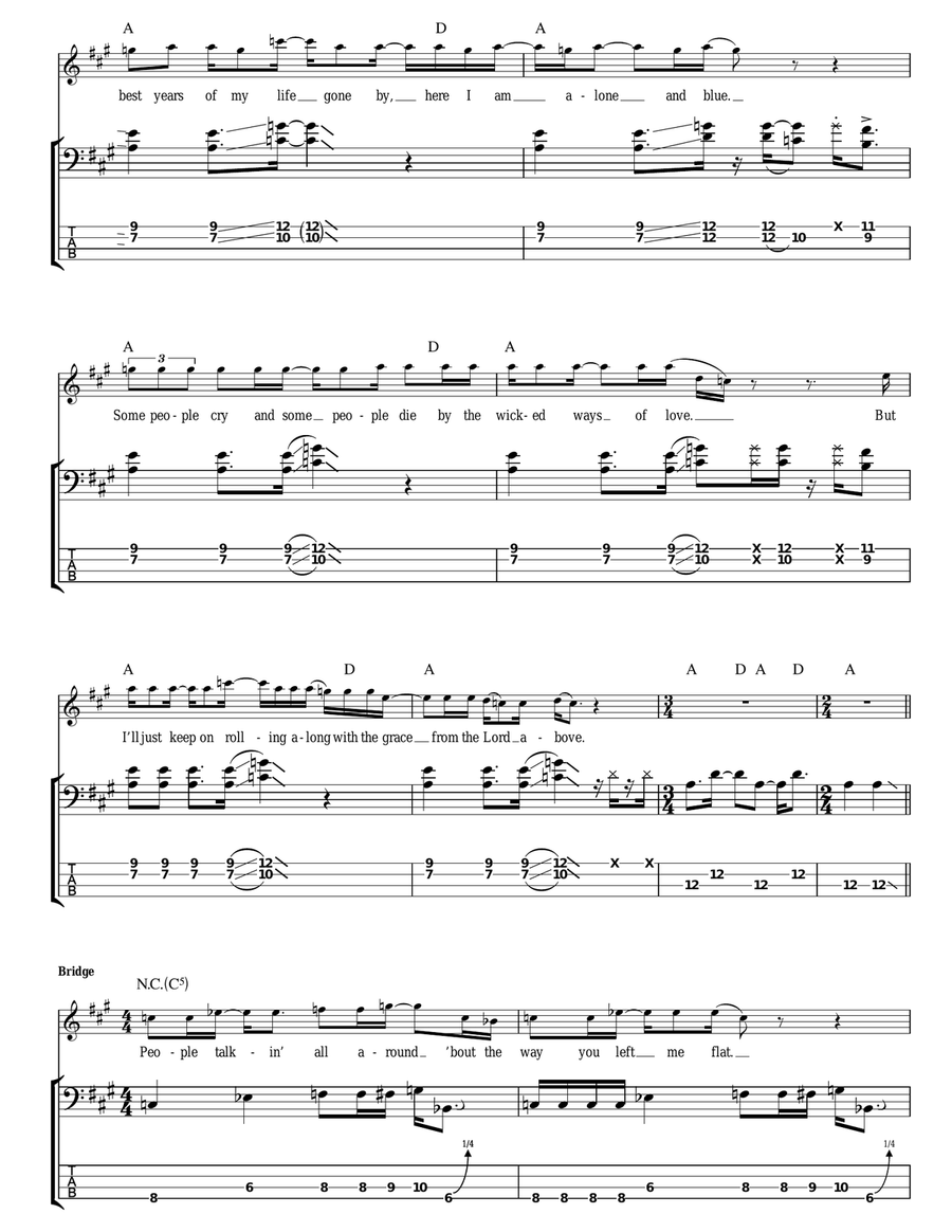 Heartbreaker Bass Guitar Tablature scores gallery preview page 3