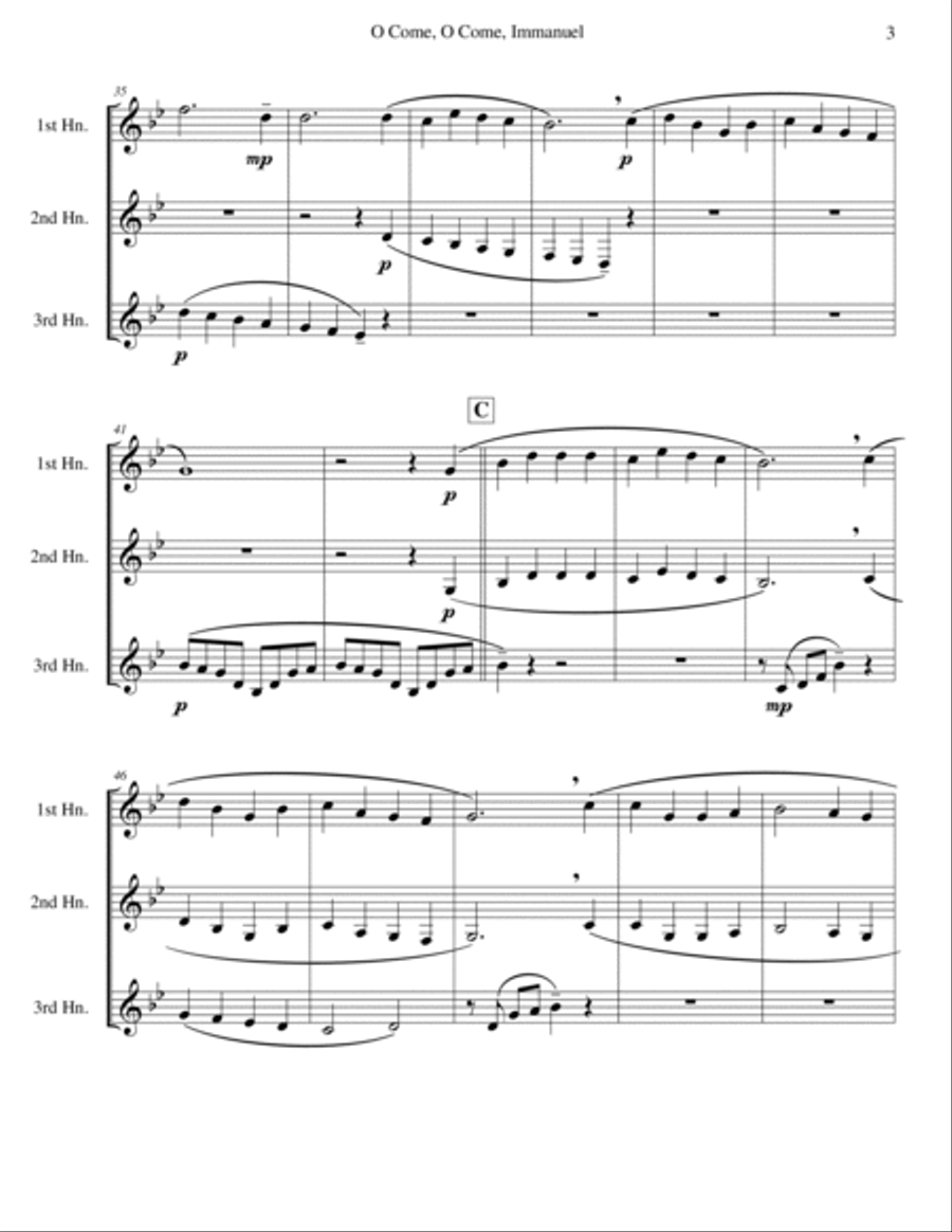 Immanuel (Emmanuel) - Horn Trio, O Come Brass Trio scores gallery preview page 3