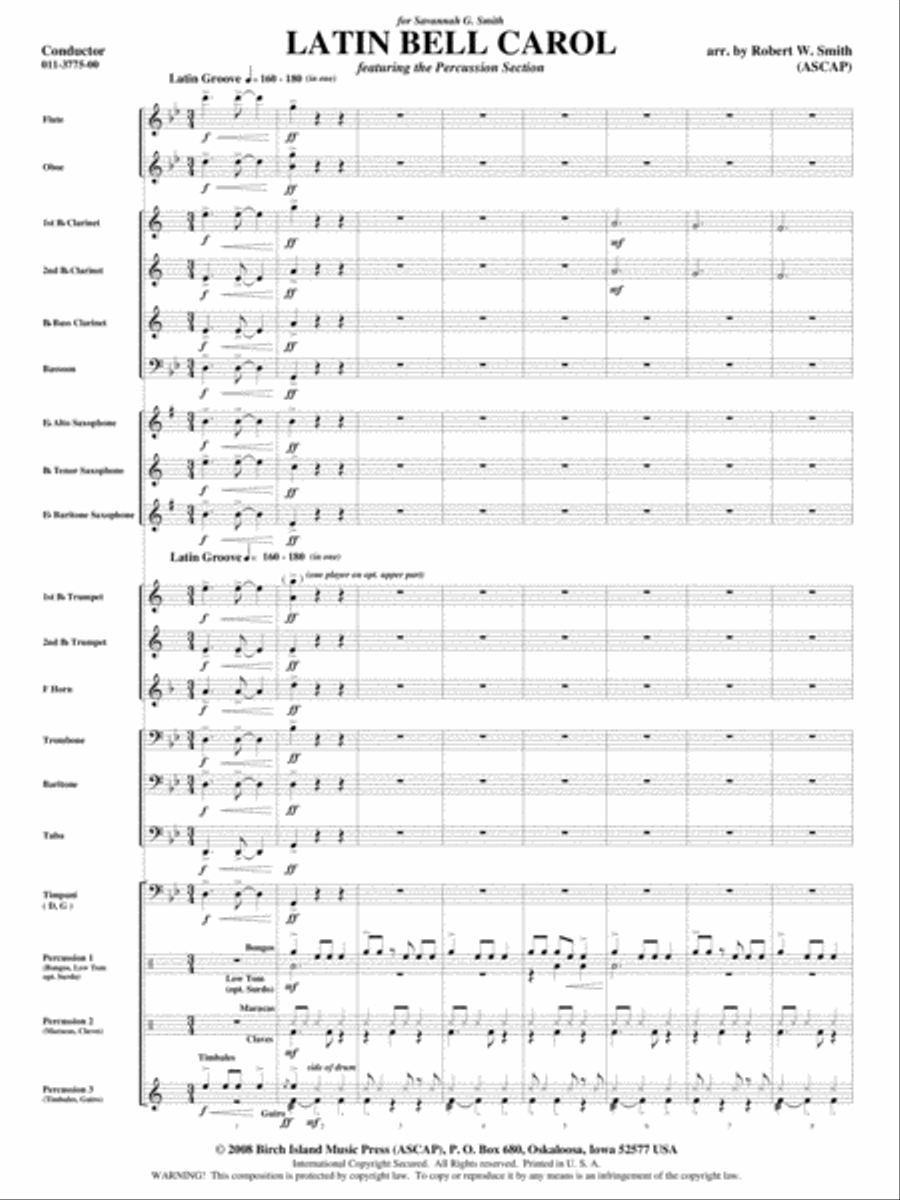 Latin Bell Carol Concert Band scores gallery preview page 2