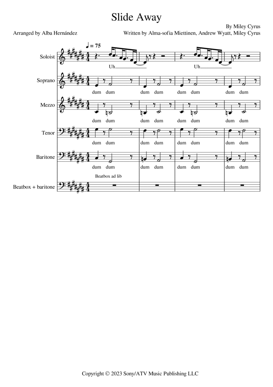 Slide Away A Cappella scores gallery preview page 1