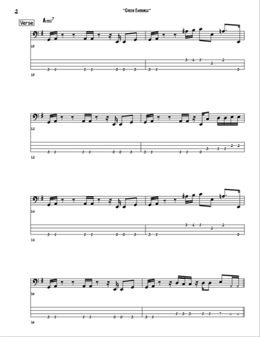 Green Earrings Bass Guitar scores gallery preview page 2