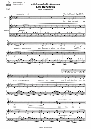 Les Berceaux, Op. 23 No. 1 (Original key. B-flat minor)