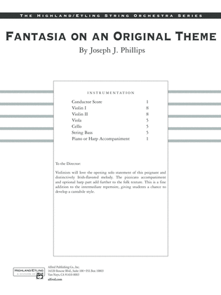 Book cover for Fantasia on an Original Theme: Score