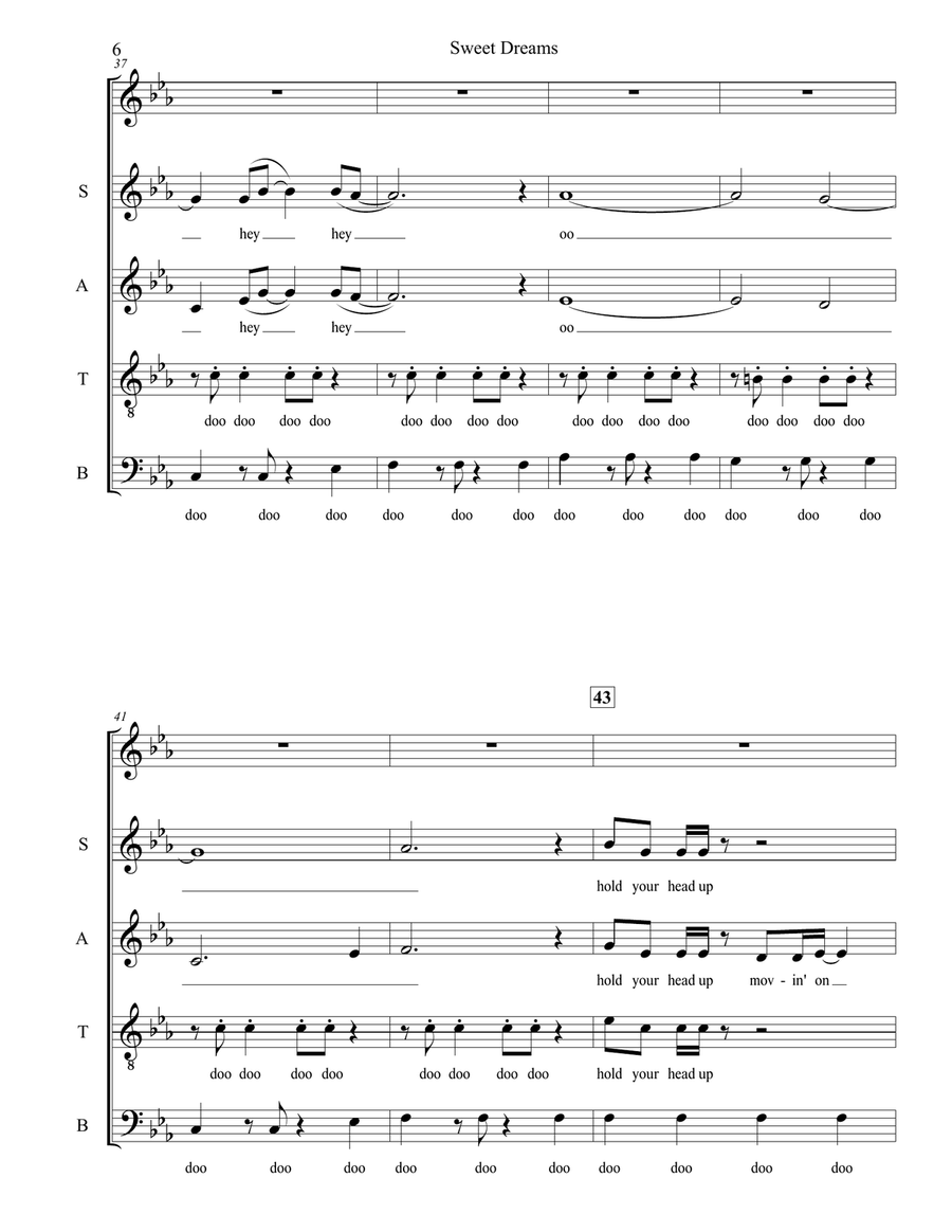 Sweet Dreams (Are Made Of This) 4-Part scores gallery preview page 6